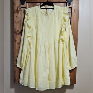 Aritzia Wilfred La Boheme Yellow Ruffled Elia Babydoll Mini Dress XS.